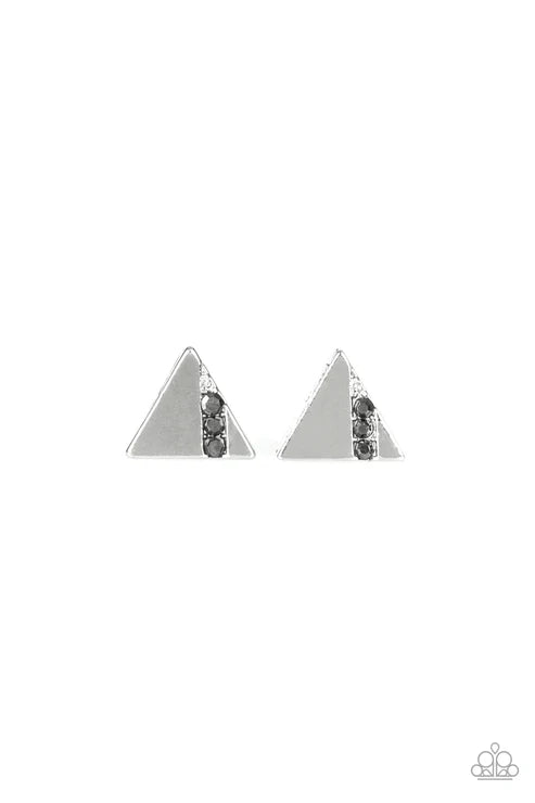 Paparazzi ♥ Pyramid Paradise - Silver ♥ Post Earrings