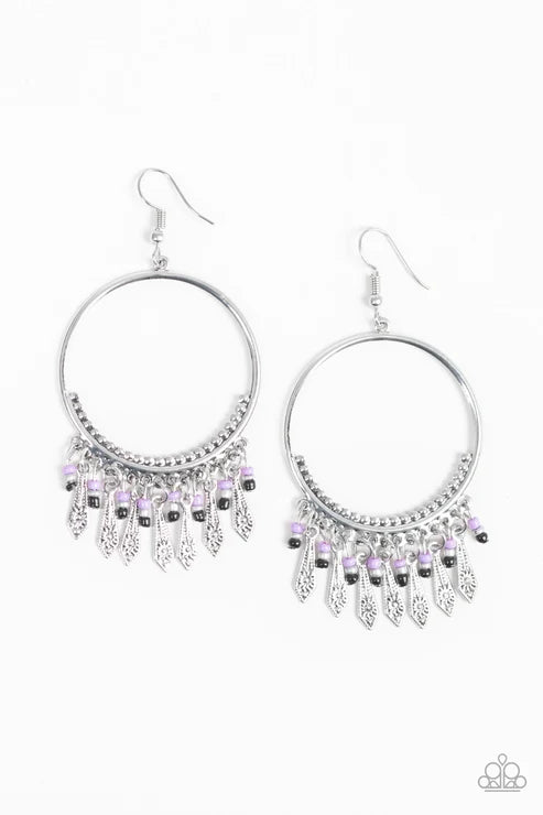 Paparazzi ♥ Floral Serenity - Purple ♥ Earrings