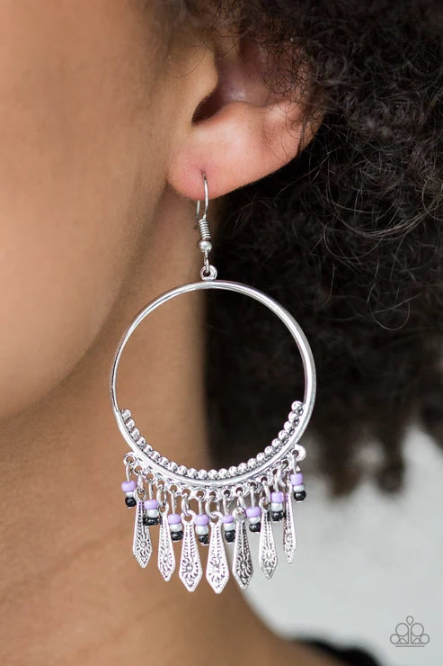 Paparazzi ♥ Floral Serenity - Purple ♥ Earrings