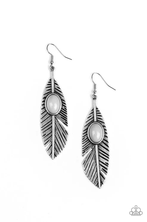 Paparazzi ♥ Quill Thrill - Silver ♥ Earrings