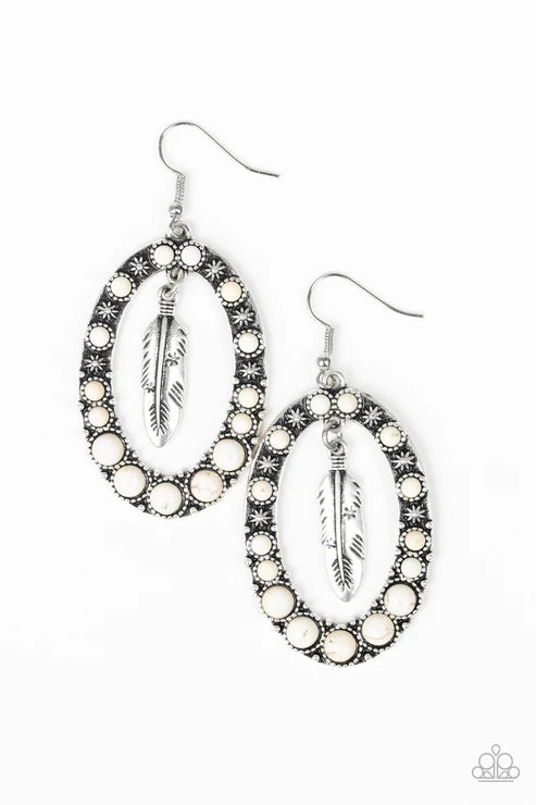 Paparazzi ♥ Put Up A FLIGHT - White ♥ Earrings