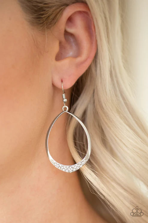 Paparazzi ♥ REIGN Down - White ♥ Earrings