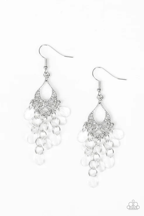 Paparazzi ♥ What Happens In Maui - White ♥ Earrings