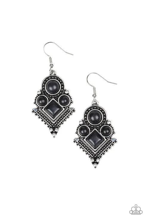 Paparazzi ♥ So Sonoran - Black ♥ Earrings