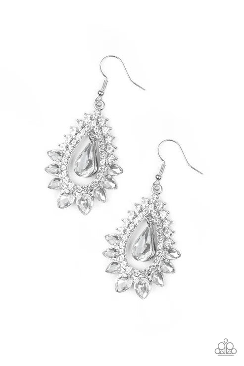 Paparazzi ♥ Boss Brilliance - White ♥ Earrings