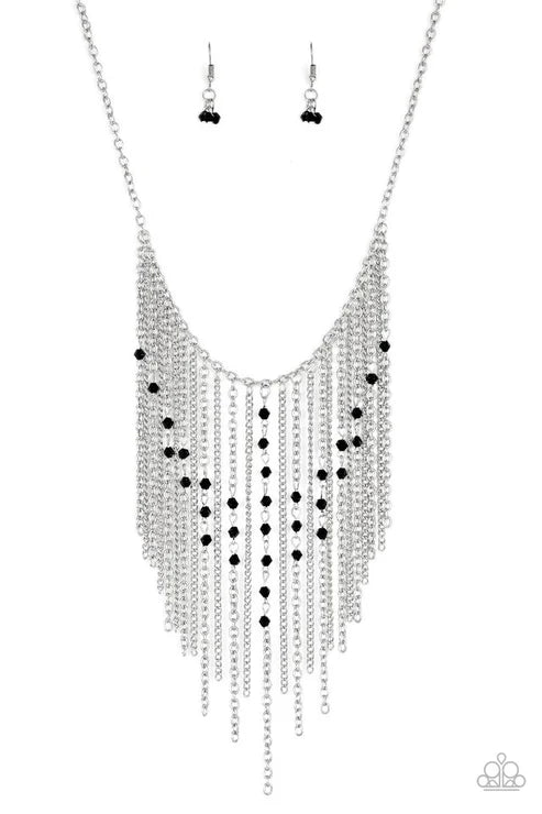 Paparazzi ♥ First Class Fringe - Black ♥ Necklace