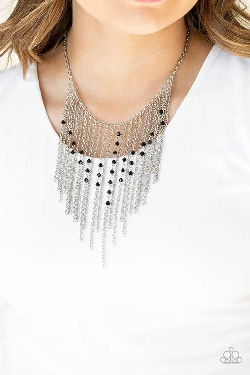 Paparazzi ♥ First Class Fringe - Black ♥ Necklace