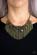 Paparazzi ♥ Vixen Conviction - Brass ♥ Necklace