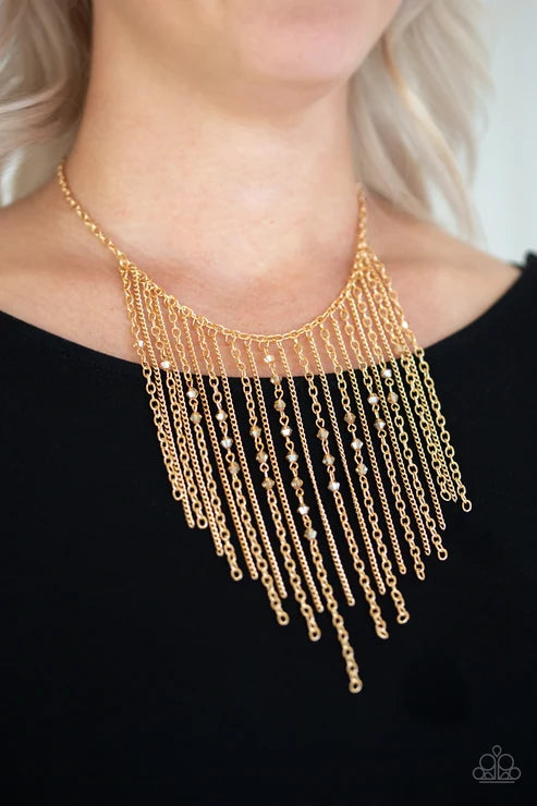 Paparazzi ♥ First Class Fringe - Gold ♥ Necklace