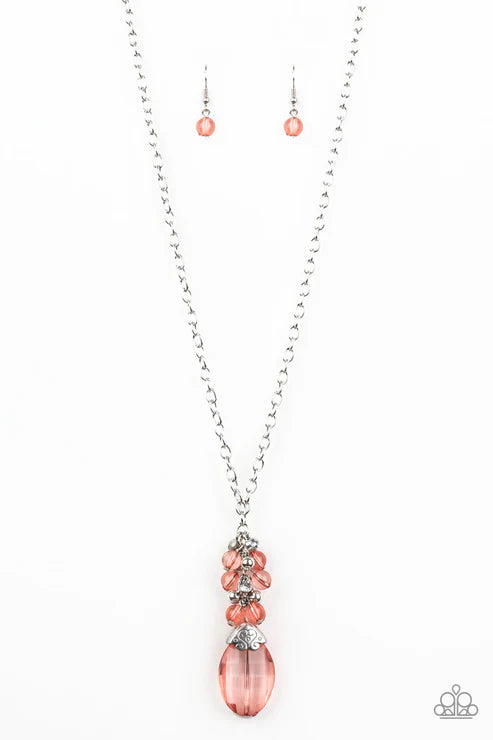 Paparazzi ♥ Crystal Cascade - Orange ♥ Necklace