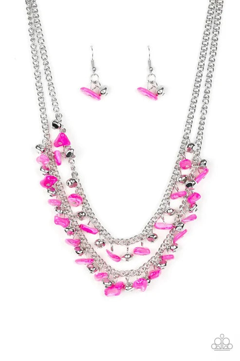 Paparazzi ♥ Pebble Pioneer - Pink ♥ Necklace