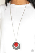 Paparazzi ♥ Medallion Meadow - Red ♥ Necklace