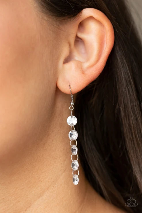 Paparazzi ♥ Trickle-Down Effect - White ♥ Earrings