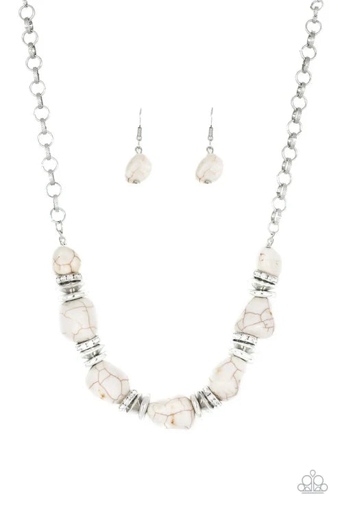 Paparazzi ♥ Stunningly Stone Age - White ♥ Necklace