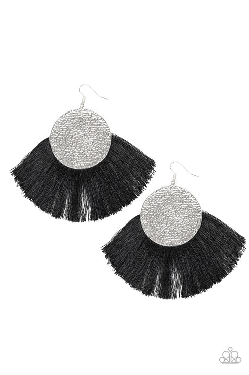 Paparazzi ♥ Foxtrot Fringe - Black ♥ Earrings
