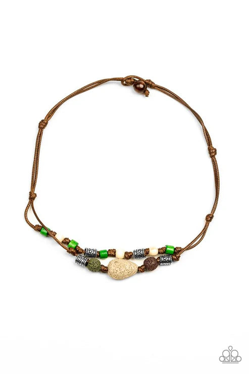 Paparazzi ♥ Tiki Trek - Green ♥ Mens Necklace