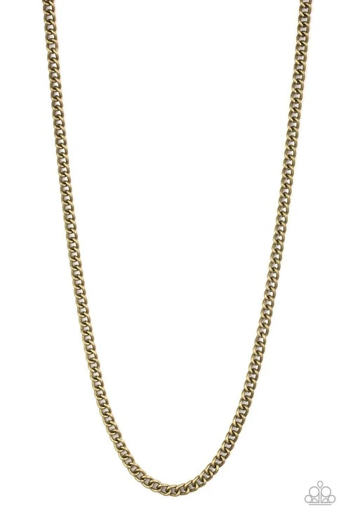 Paparazzi ♥ First Rule Of Fight Club - Brass ♥ Mens Necklace
