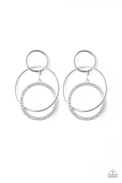 Paparazzi ♥ Metro Bliss - White ♥ Post Earrings