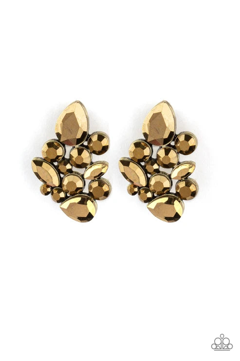 Paparazzi ♥ Galaxy Glimmer - Brass ♥ Post Earrings