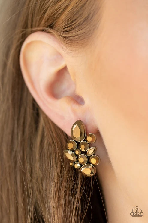 Paparazzi ♥ Galaxy Glimmer - Brass ♥ Post Earrings