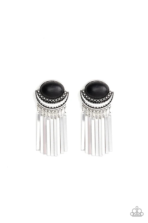 Paparazzi ♥ Monsoon Season - Black ♥ Post Earrings