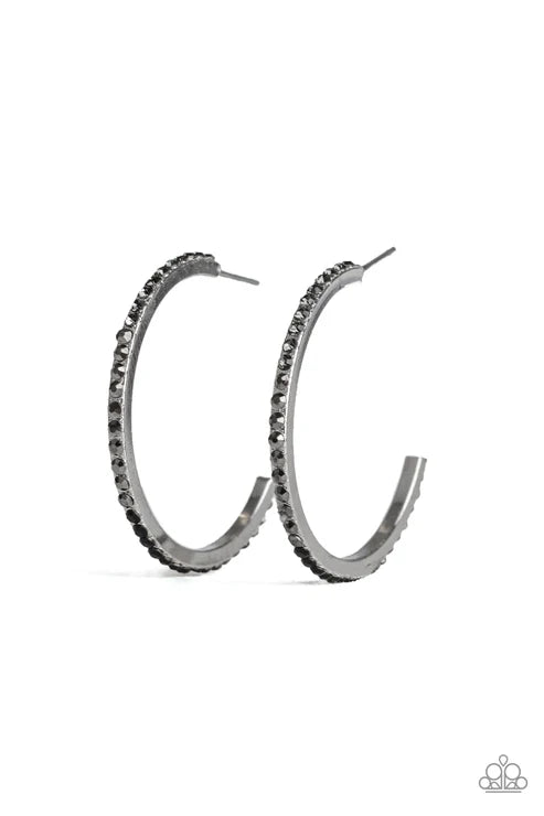 Paparazzi ♥ Rhinestone Revamp - Black ♥ Earrings