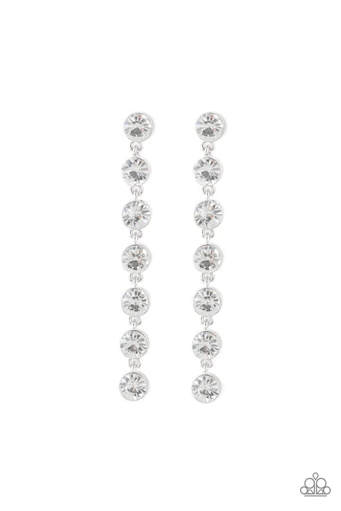 Paparazzi ♥ Dazzling Debonair - White ♥ Post Earrings