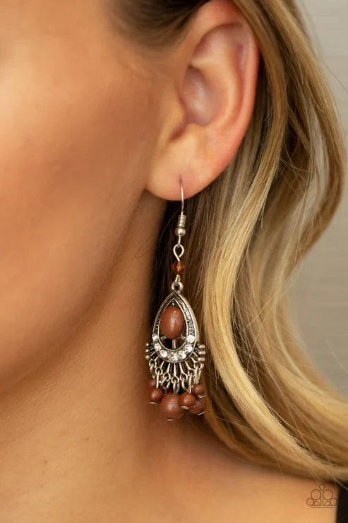 Paparazzi ♥ Floating On HEIR - Brown ♥ Earrings