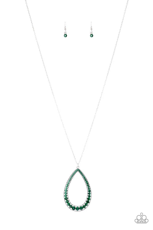 Paparazzi ♥ Big Ticket Twinkle - Green ♥ Necklace