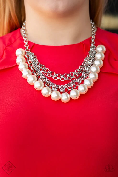 Paparazzi ♥ One-Way WALL STREET - White ♥ Necklace
