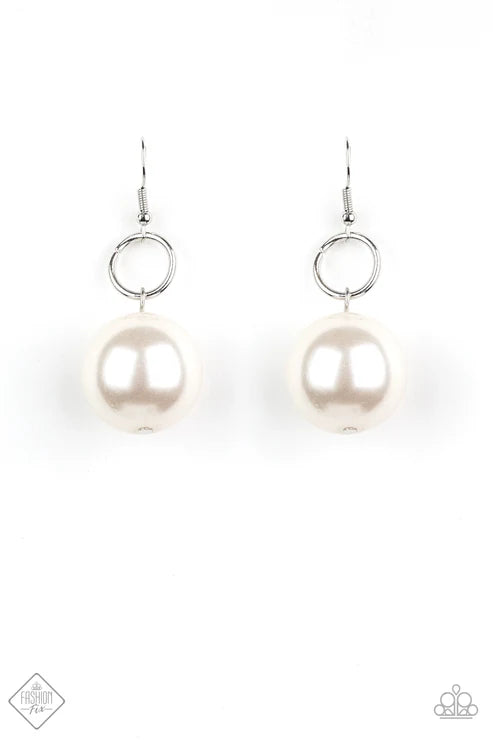 Paparazzi ♥ Wall Street Welcome Party - White ♥ Earrings