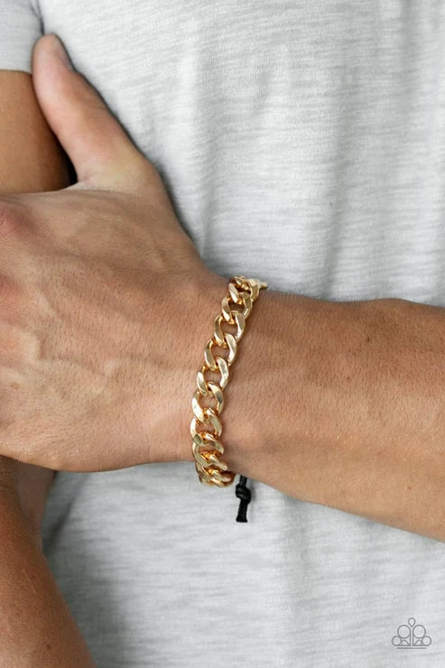 Paparazzi ♥ Renegade - Gold ♥ Mens Bracelet