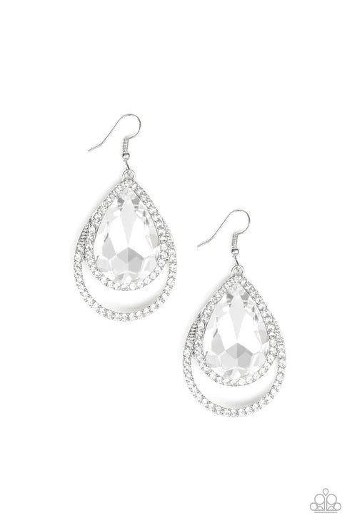 Paparazzi ♥ Famous - White ♥ Earrings