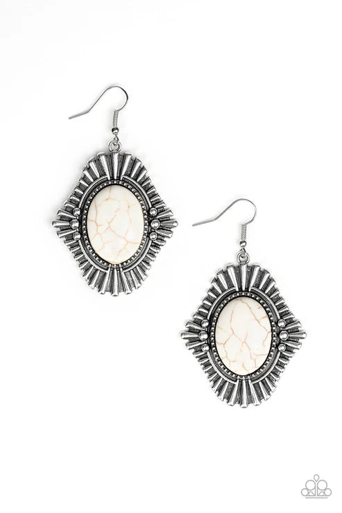 Paparazzi ♥ Easy As PIONEER - White ♥ Earrings