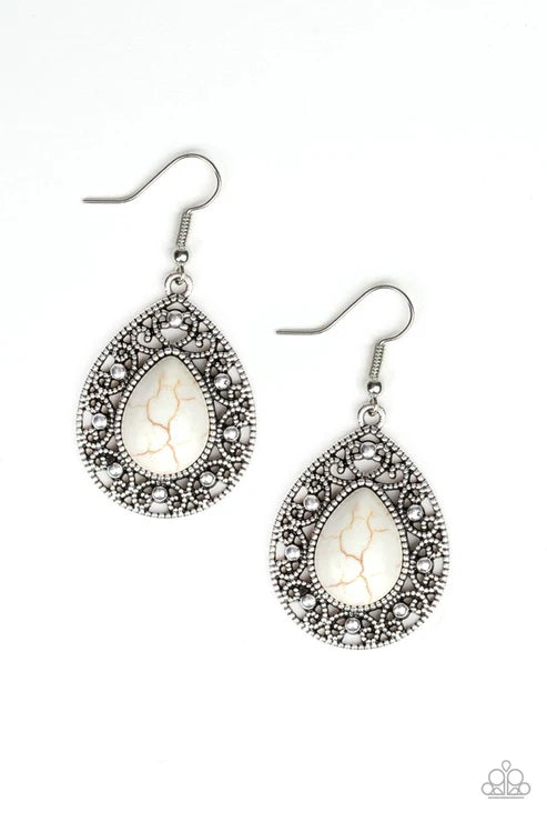 Paparazzi ♥ Stone Story - White ♥ Earrings