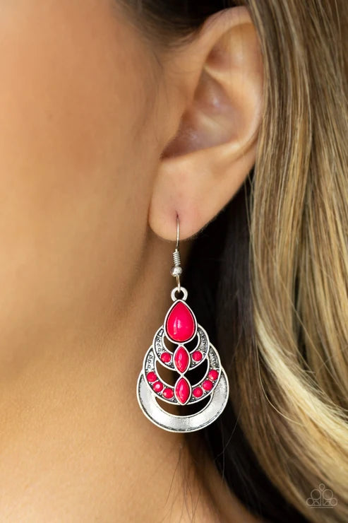 Paparazzi ♥ Boho Brilliance - Pink ♥ Earrings