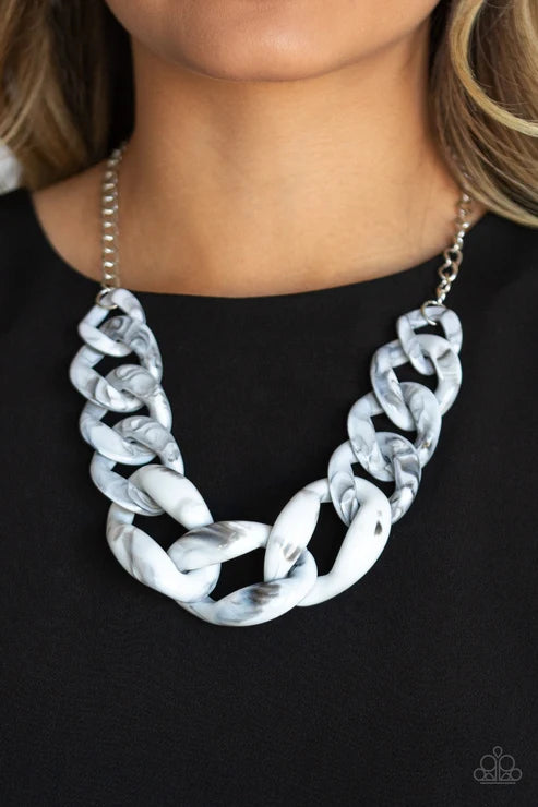 Paparazzi ♥ Red-HAUTE Mama - White ♥ Necklace