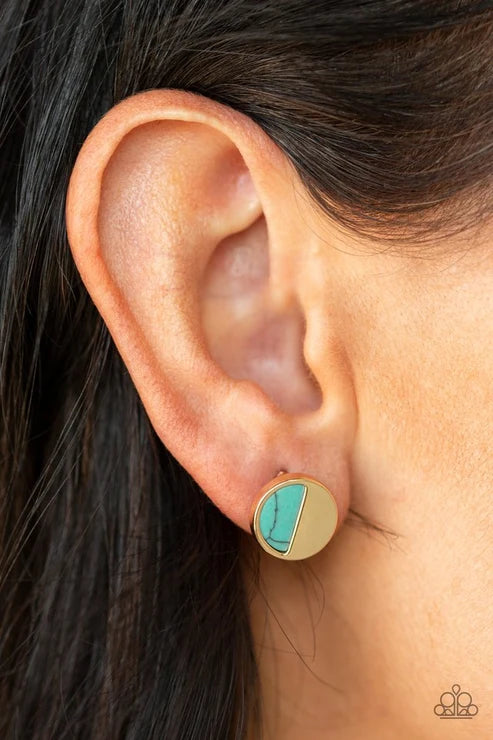 Paparazzi ♥ Marble Minimalist - Blue ♥ Post Earrings