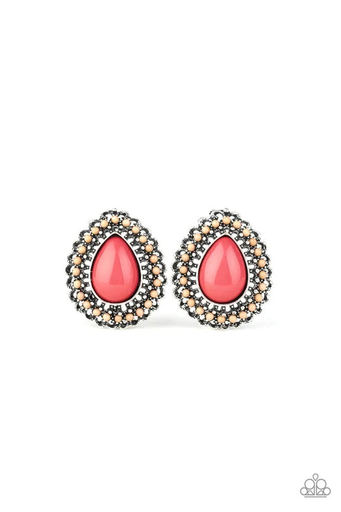 Paparazzi ♥ Beaded Blast - Pink ♥ Post Earrings