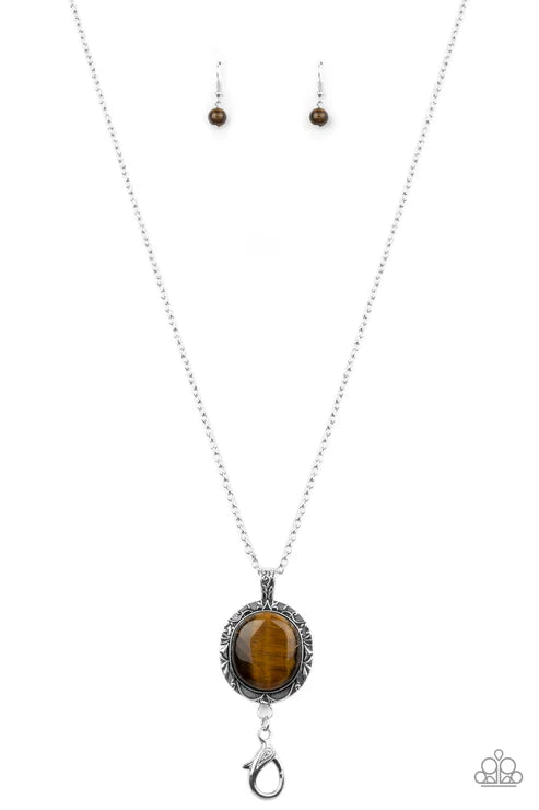Paparazzi ♥ Stone Aura - Brown ♥ Lanyard