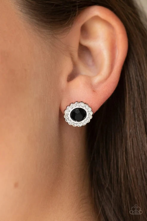 Paparazzi ♥ Floral Glow - Black ♥ Post Earrings