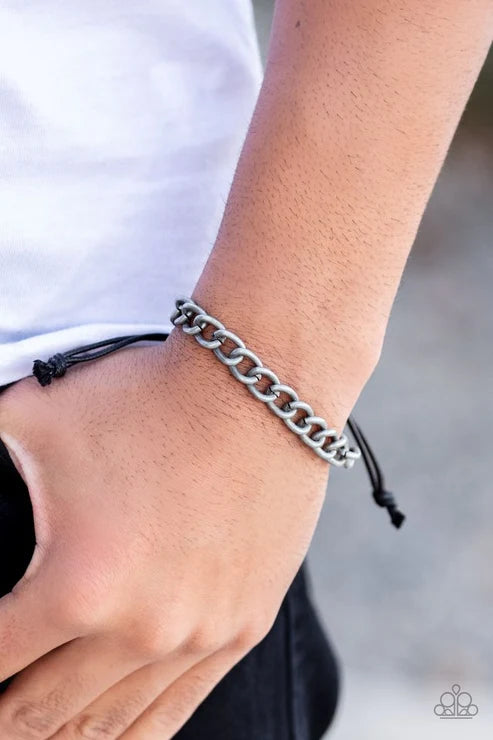 Paparazzi ♥ Sideline - Silver ♥ Mens Bracelet