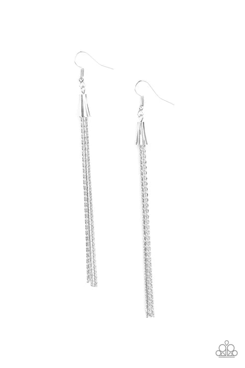 Paparazzi ♥ Shimmery Streamers - Silver ♥ Earrings