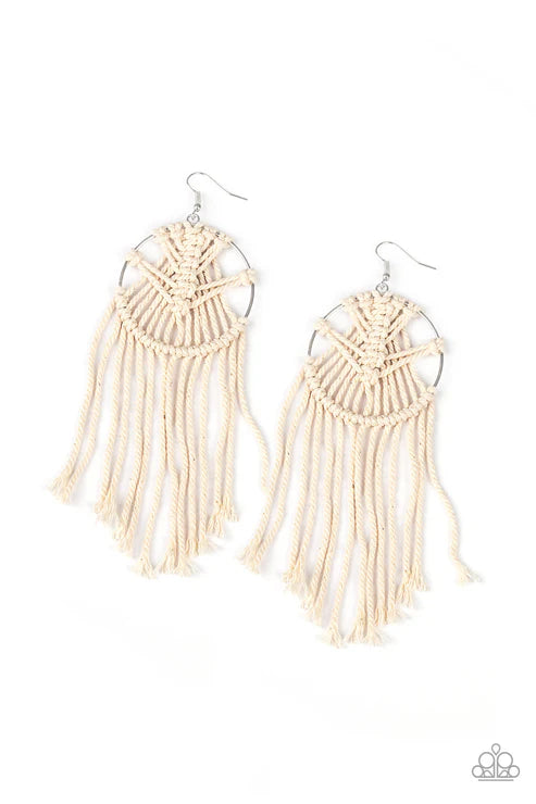 Paparazzi ♥ MACRAME, Myself, and I - White ♥ Earrings
