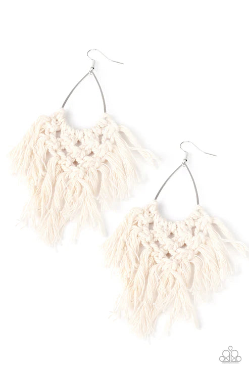 Paparazzi ♥ Oh MACRAME, Oh My - White ♥ Earrings