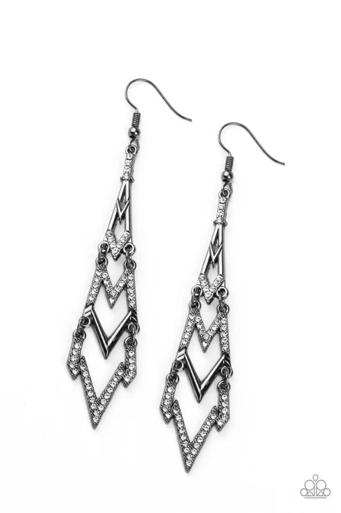 Paparazzi ♥ Electric Shimmer - Black ♥ Earrings