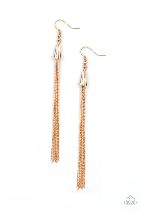 Paparazzi ♥ Shimmery Streamers - Gold ♥ Earrings