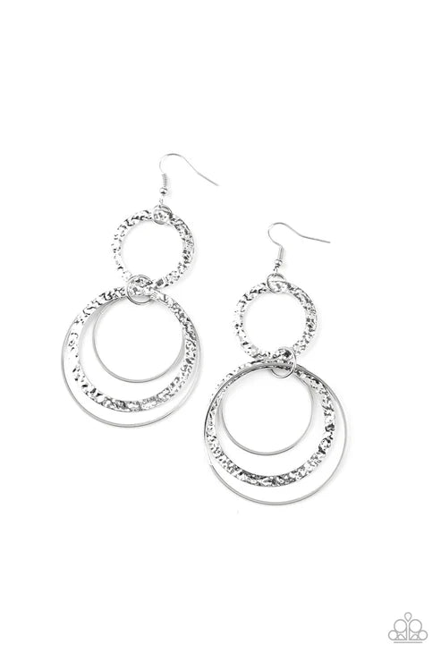 Paparazzi ♥ Eclipsed Edge - Silver ♥ Earrings
