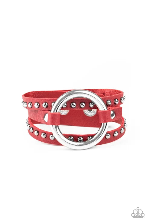 Paparazzi ♥ Studded Statement-Maker - Red ♥ Bracelet