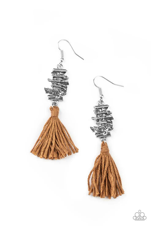 Paparazzi ♥ Tiki Tassel - Brown ♥ Earrings